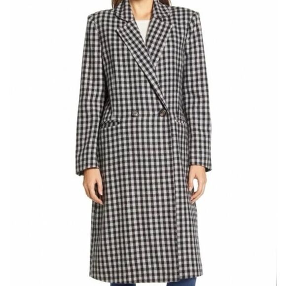 NWT BeachLunchLounge Tyler Plaid Wool Blend Coat Black White Checkered XL/TG🖤🤍 - Picture 1 of 11